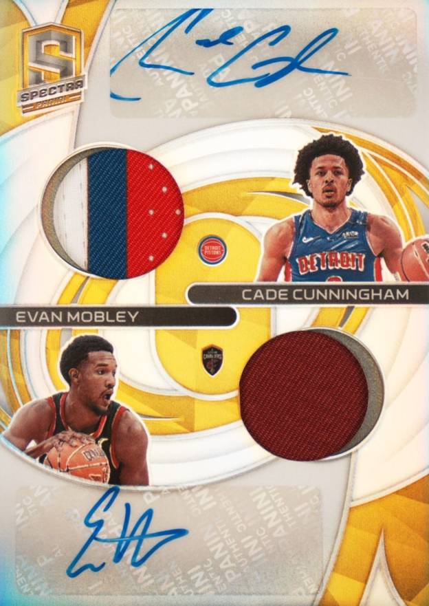 2021 Panini Spectra Rookie Dual Patch Autographs Cade Cunningham/Evan Mobley #CEM Basketball Card