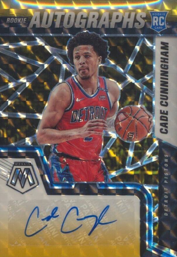 2021 Panini Mosaic Rookie Autographs Mosaic Cade Cunningham #RAMCCH Basketball Card