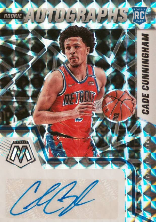 2021 Panini Mosaic Rookie Autographs Mosaic Cade Cunningham #RAMCCH Basketball Card