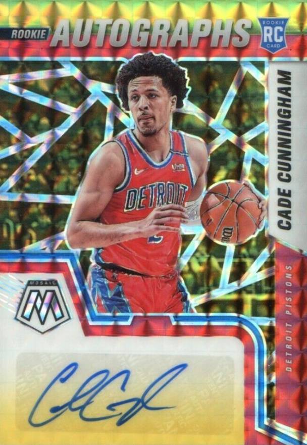 2021 Panini Mosaic Rookie Autographs Mosaic Cade Cunningham #RAMCCH Basketball Card