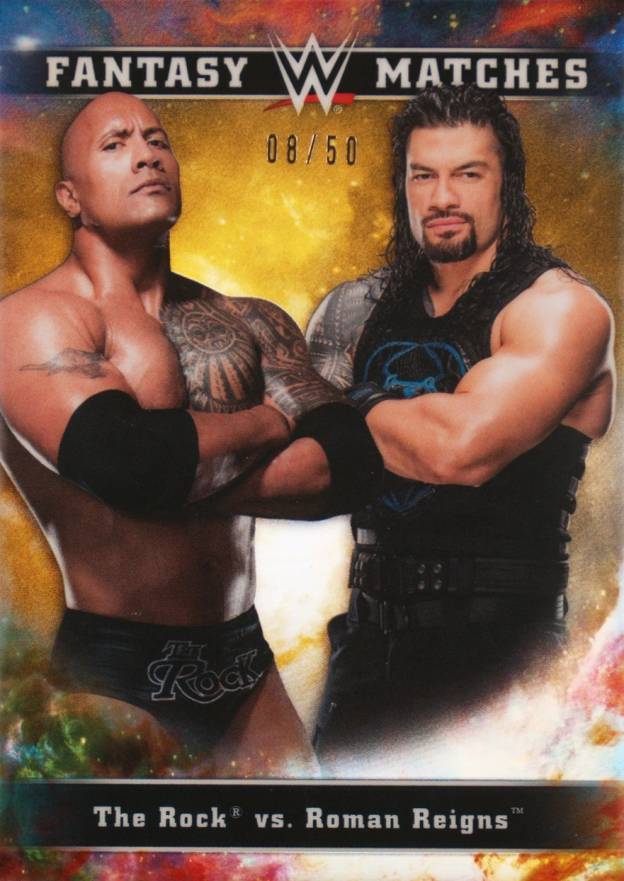 2020 Topps WWE Chrome Fantasy Matches Roman Reigns/The Rock #FM7 Other Sports Card