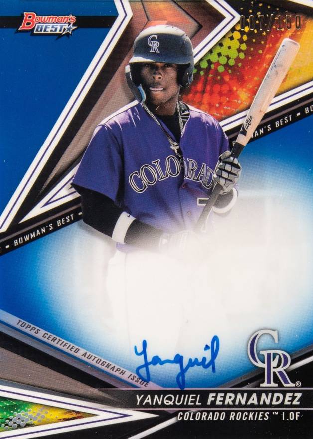 2022 Bowman's Best Best of 2022 Autographs Yanquiel Fernandez #B22YF Baseball Card