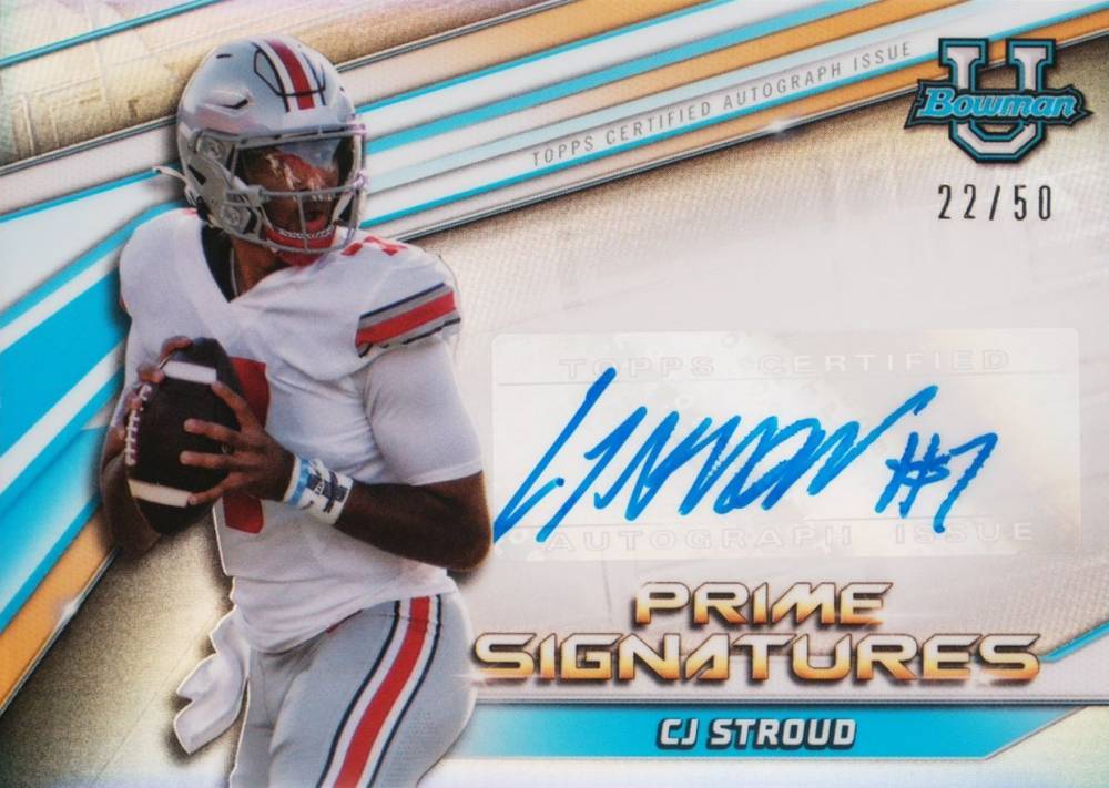 2021 Bowman University Prime Chrome Signatures CJ Stroud #CS Football Card