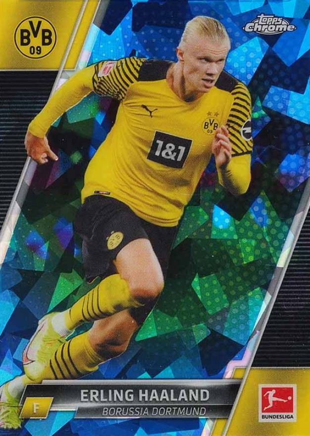 2021 Topps Chrome Bundesliga Sapphire Edition Erling Haaland #30 Soccer Card