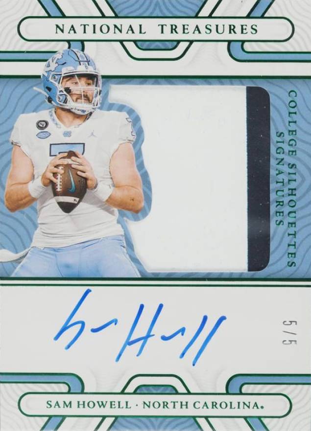 2022 Panini National Treasures Collegiate College Silhouettes Signatures Relics Sam Howell #SSSAM Football Card