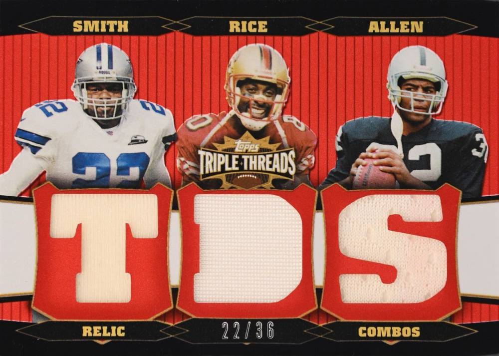 2006 Topps Triple Threads Relic Combos Smith/Rice/Allen #15 Football Card