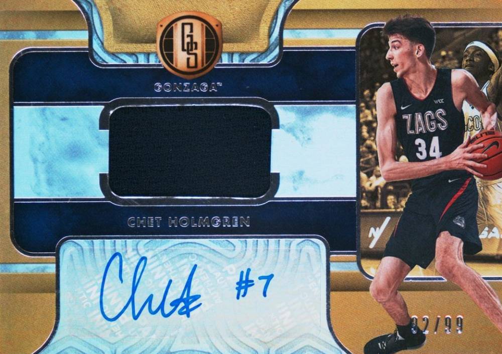 2022 Panini Chronicles Draft Picks Gold Standard Rookie Jersey Atuograph Chet Holmgren #GSCHE Basketball Card