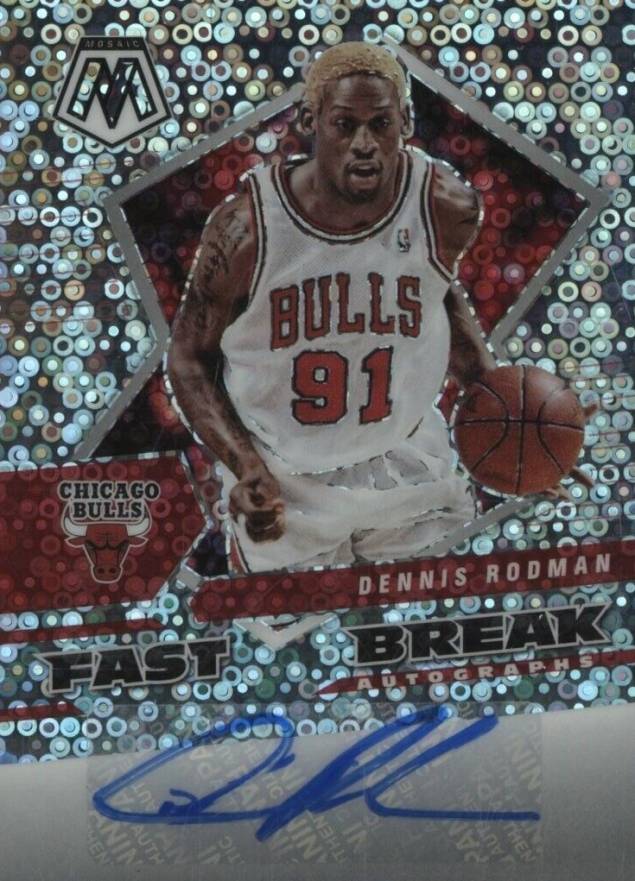 2021 Panini Mosaic Autographs Fast Break Dennis Rodman #FBADRD Basketball Card