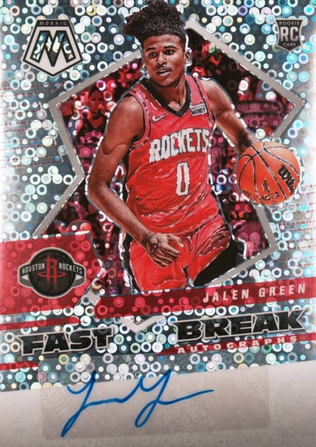 2021 Panini Mosaic Autographs Fast Break Jalen Green #FBAJGR Basketball Card