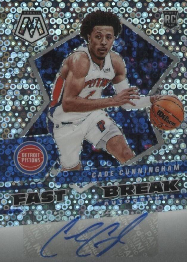 2021 Panini Mosaic Autographs Fast Break Cade Cunningham #FBACCU Basketball Card