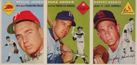 1954 Topps Salesman Panel Duke Snider/Harvey Haddix/Willie Jones # Baseball Card