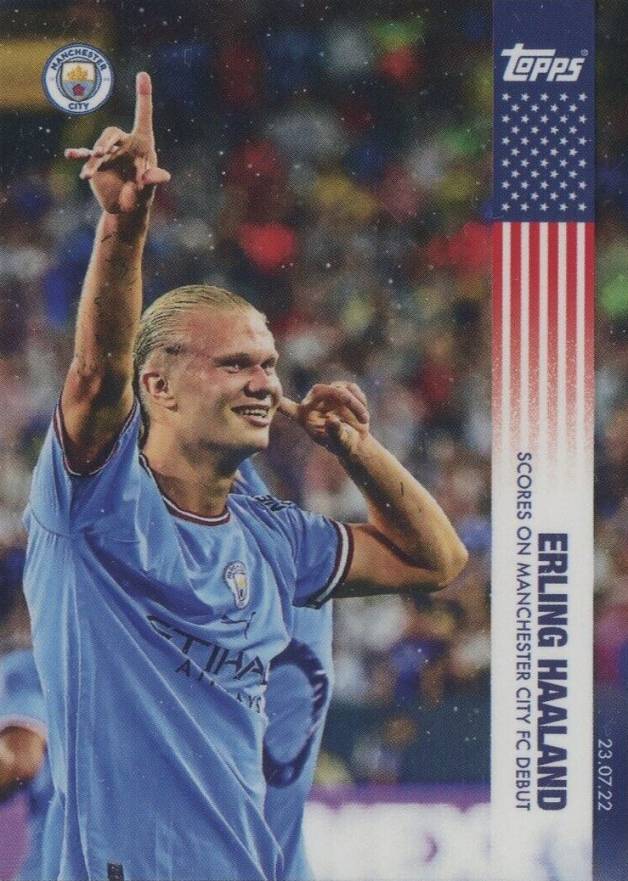 2022 Topps Now Manchester City US Summer Tour Live Erling Haaland #3 Soccer Card