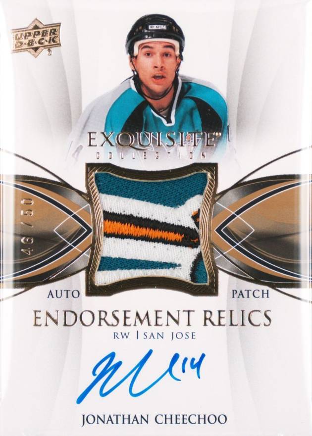 2020 Upper Deck The Cup Exquisite Collection Endorsements Relics Jonathan Cheechoo #ERJC Hockey Card