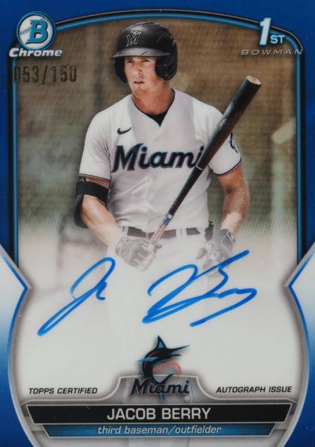 2023 Bowman Chrome Prospect Autographs Jacob Berry #CPAJB Baseball Card