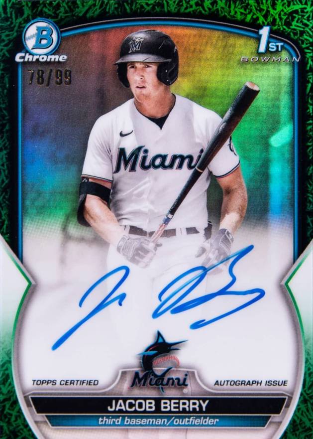 2023 Bowman Chrome Prospect Autographs Jacob Berry #CPAJB Baseball Card