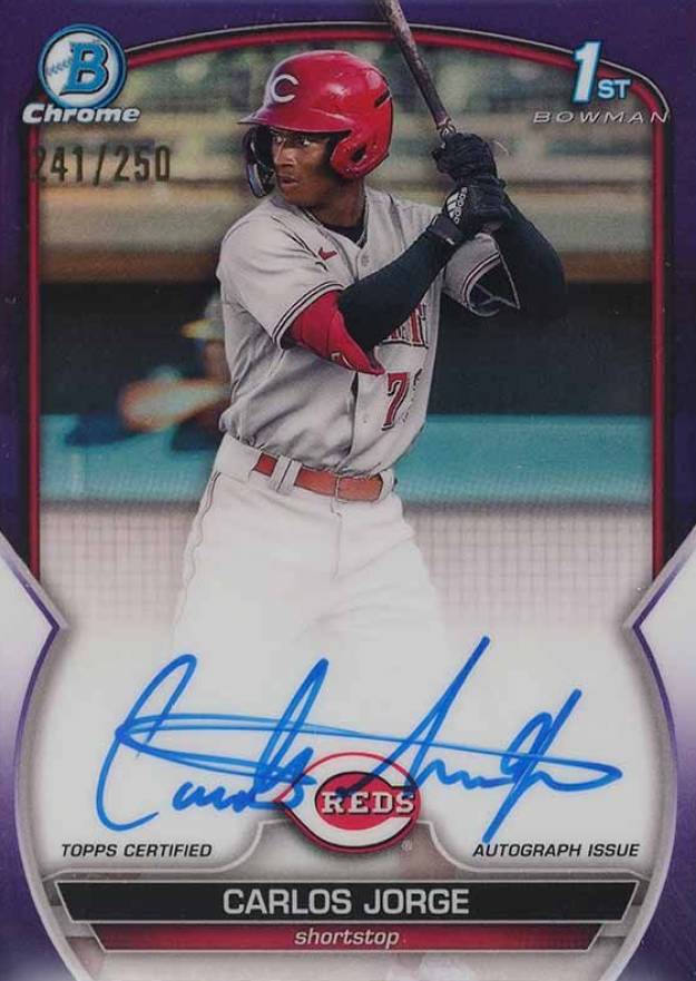 2023 Bowman Chrome Prospect Autographs Carlos Jorge #CPACJ Baseball Card