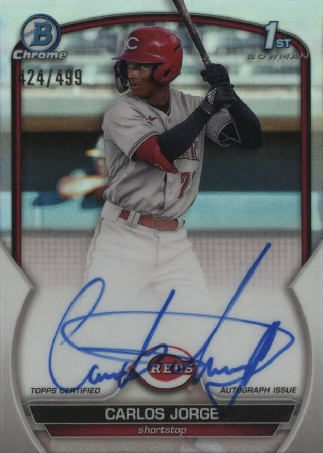 2023 Bowman Chrome Prospect Autographs Carlos Jorge #CPACJ Baseball Card