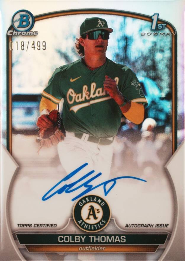 2023 Bowman Chrome Prospect Autographs Colby Thomas #CPACT Baseball Card