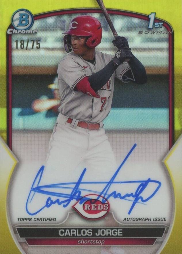 2023 Bowman Chrome Prospect Autographs Carlos Jorge #CPACJ Baseball Card