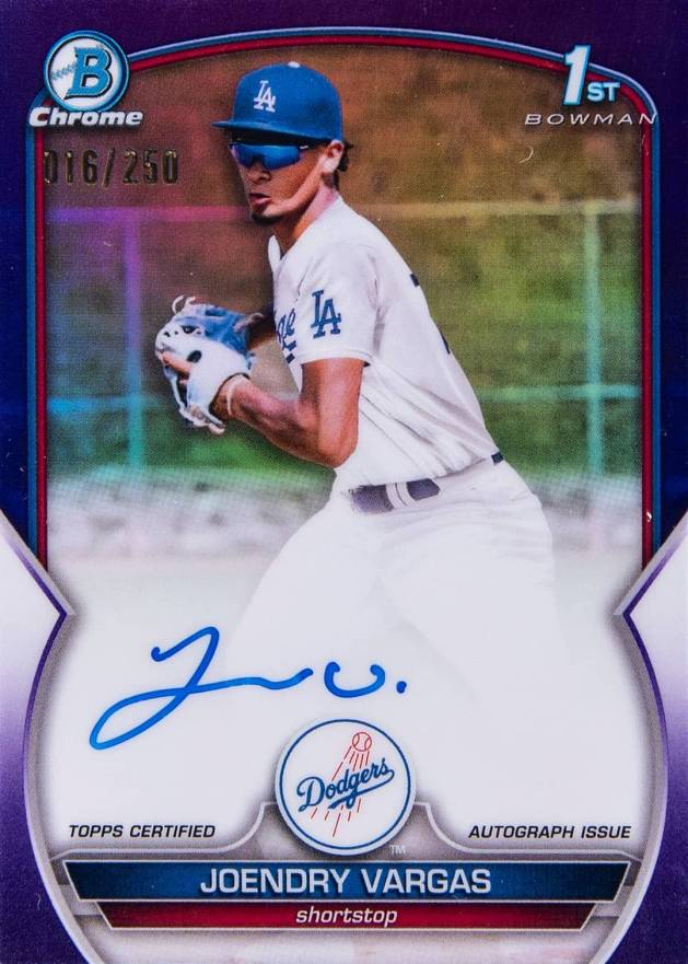 2023 Bowman Chrome Prospect Autographs Joendry Vargas #CPAJV Baseball Card