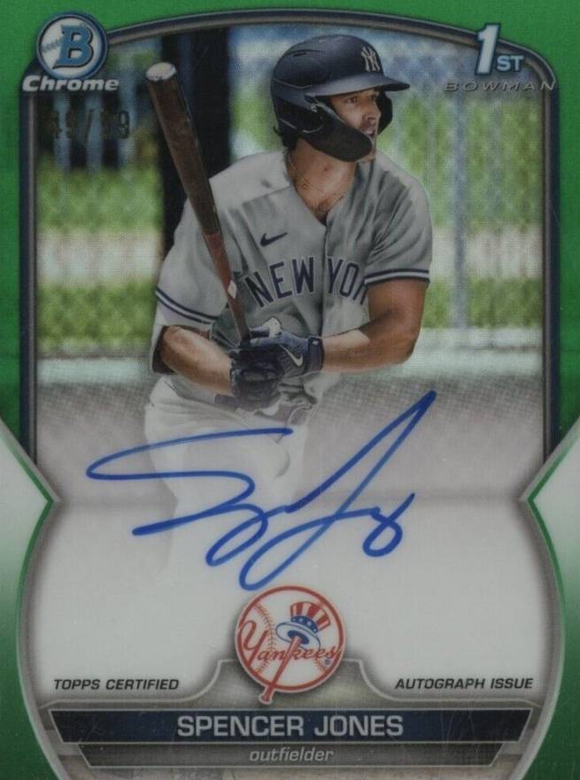 2023 Bowman Chrome Prospect Autographs Spencer Jones #CPASJ Baseball Card