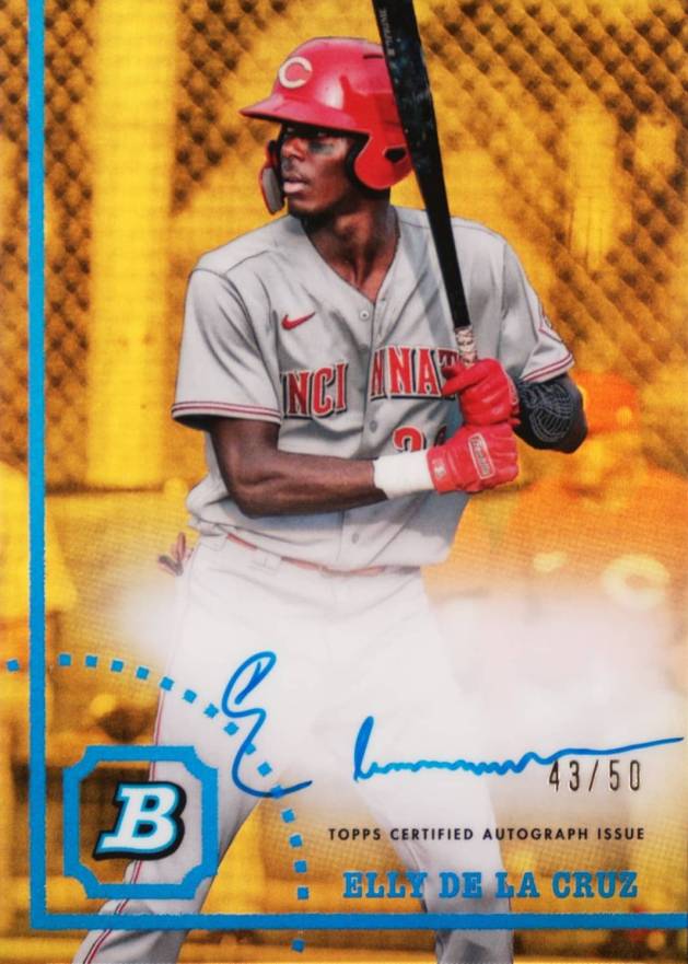 2022 Bowman Heritage Chrome Prospect Autographs Elly de La Cruz #CPAED Baseball Card