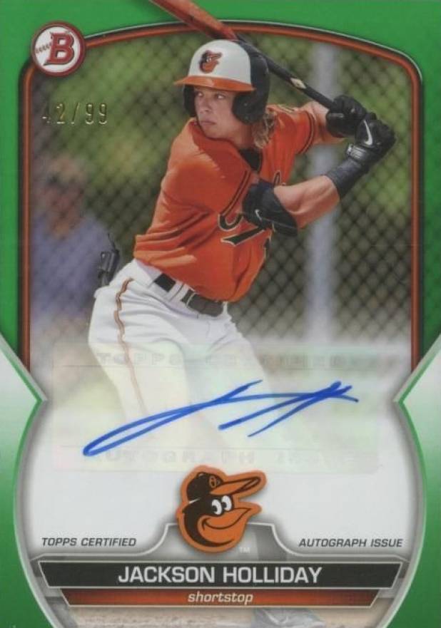 2023 Bowman Prospect Autographs Jackson Holliday #PPAJH Baseball Card