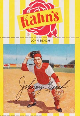 1968 Kahn's Wieners John Bench # Baseball Card