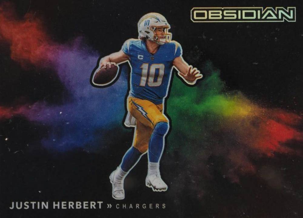 2022 Panini Obsidian Color Blast Black Justin Herbert #CBBJHE Football Card