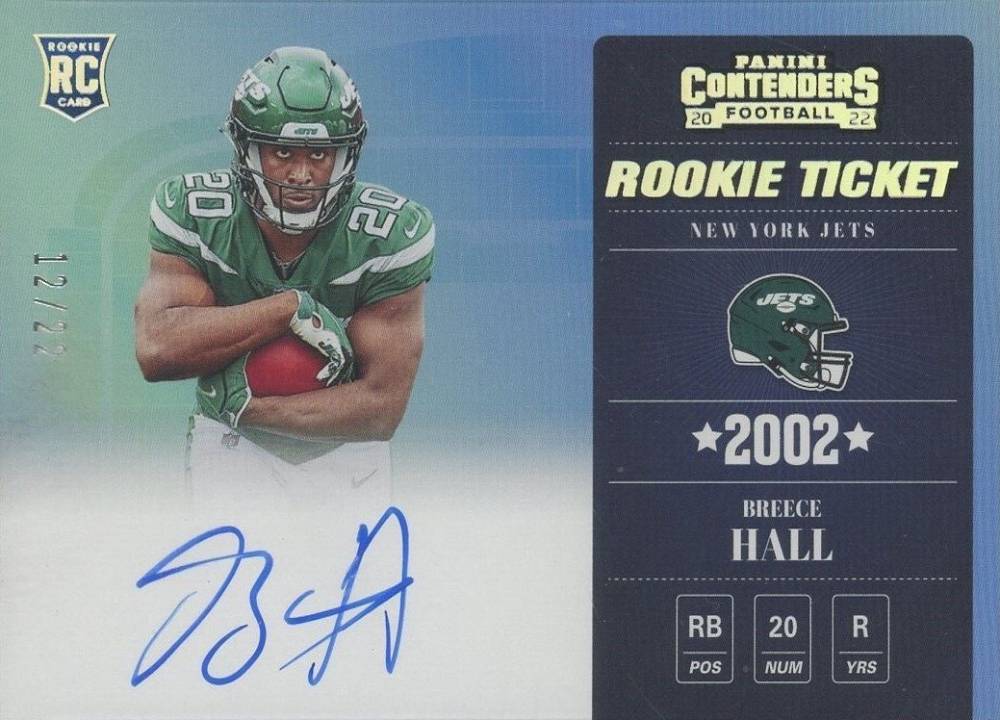 2022 Panini Contenders 2002 Rookie Ticket RPS Breece Hall #02RTBHA Football Card