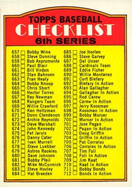 1972 Topps 6th Series Checklist (657-787) #604a Baseball Card