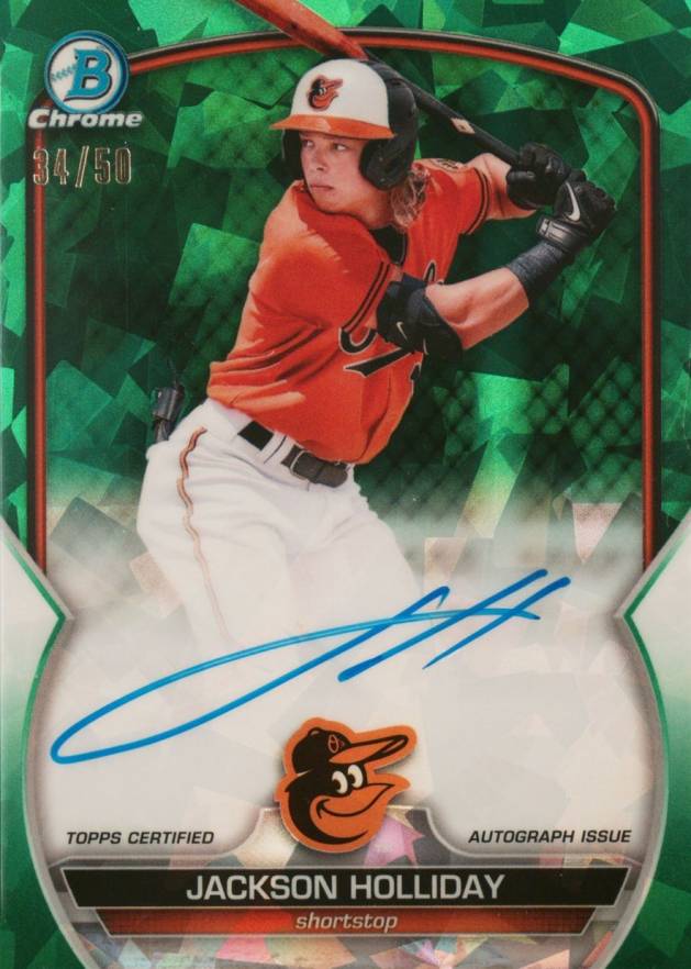 2023 Bowman Sapphire Edition Chrome Prospects Autographs Jackson Holliday #BSPAJH Baseball Card