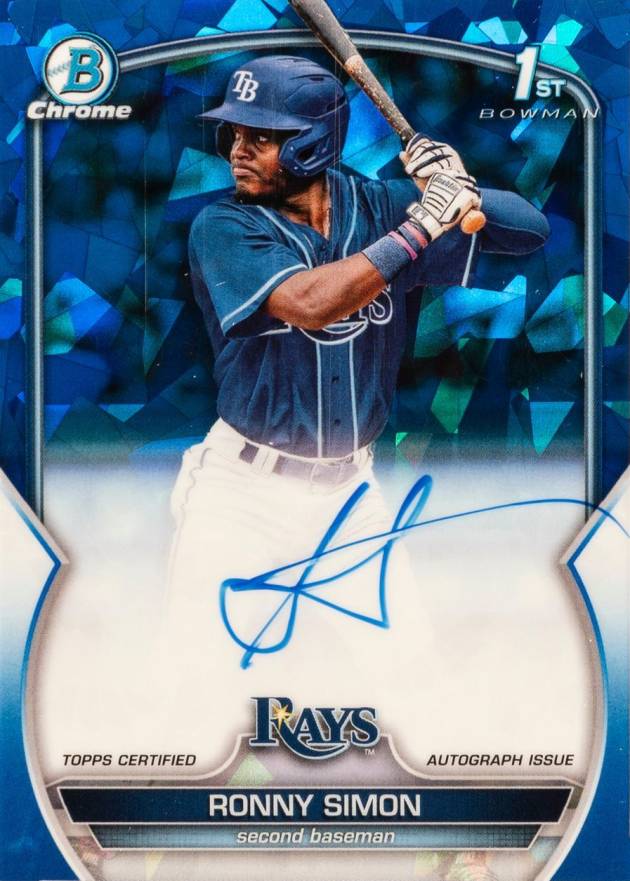 2023 Bowman Sapphire Edition Chrome Prospects Autographs Ronny Simon #BSPARSN Baseball Card