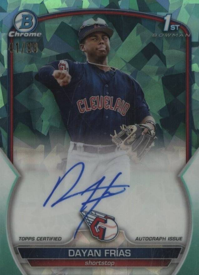 2023 Bowman Sapphire Edition Chrome Prospects Autographs Dayan Frías #BSPADF Baseball Card