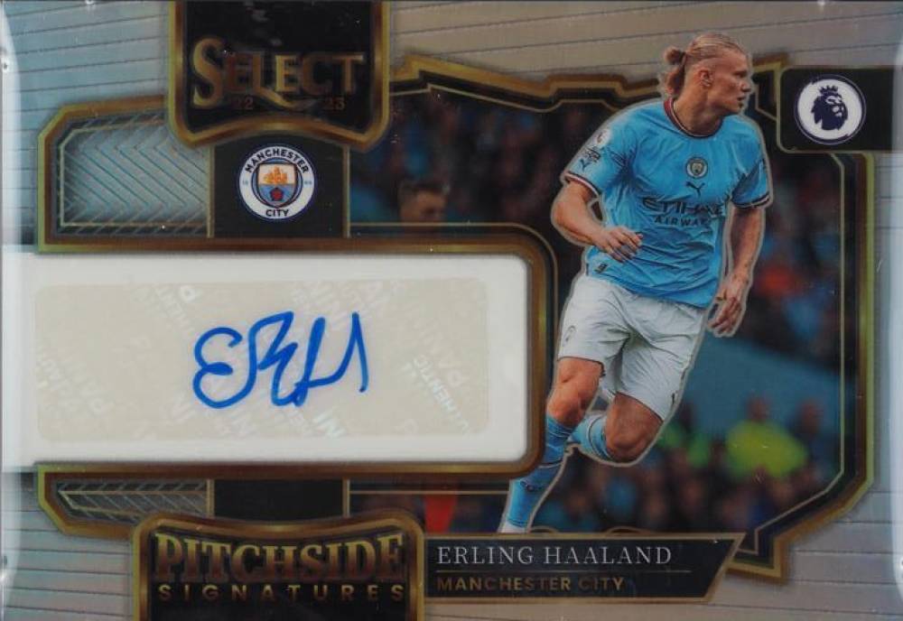 2022 Panini Select Premier League Pitchside Signatures Erling Haaland #PSEH Soccer Card