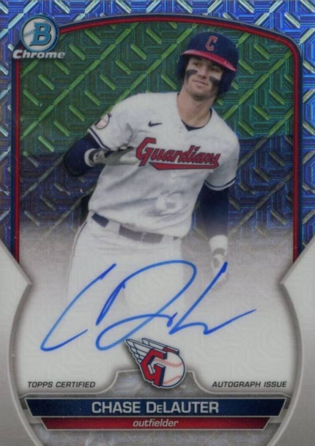 2023 Bowman Mega Box Chrome Prospect Autographs Chase Delauter #CD Baseball Card