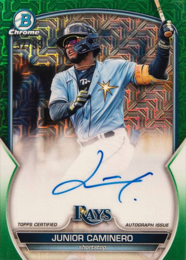 2023 Bowman Mega Box Chrome Prospect Autographs Junior Caminero #JC Baseball Card