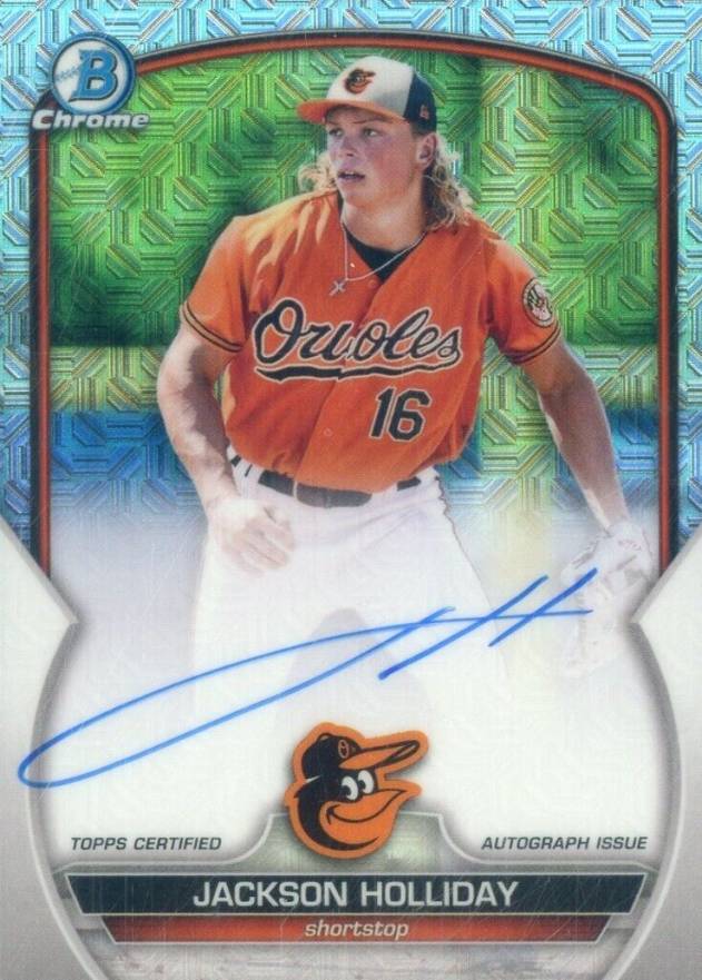 2023 Bowman Mega Box Chrome Prospect Autographs Jackson Holliday #JH Baseball Card