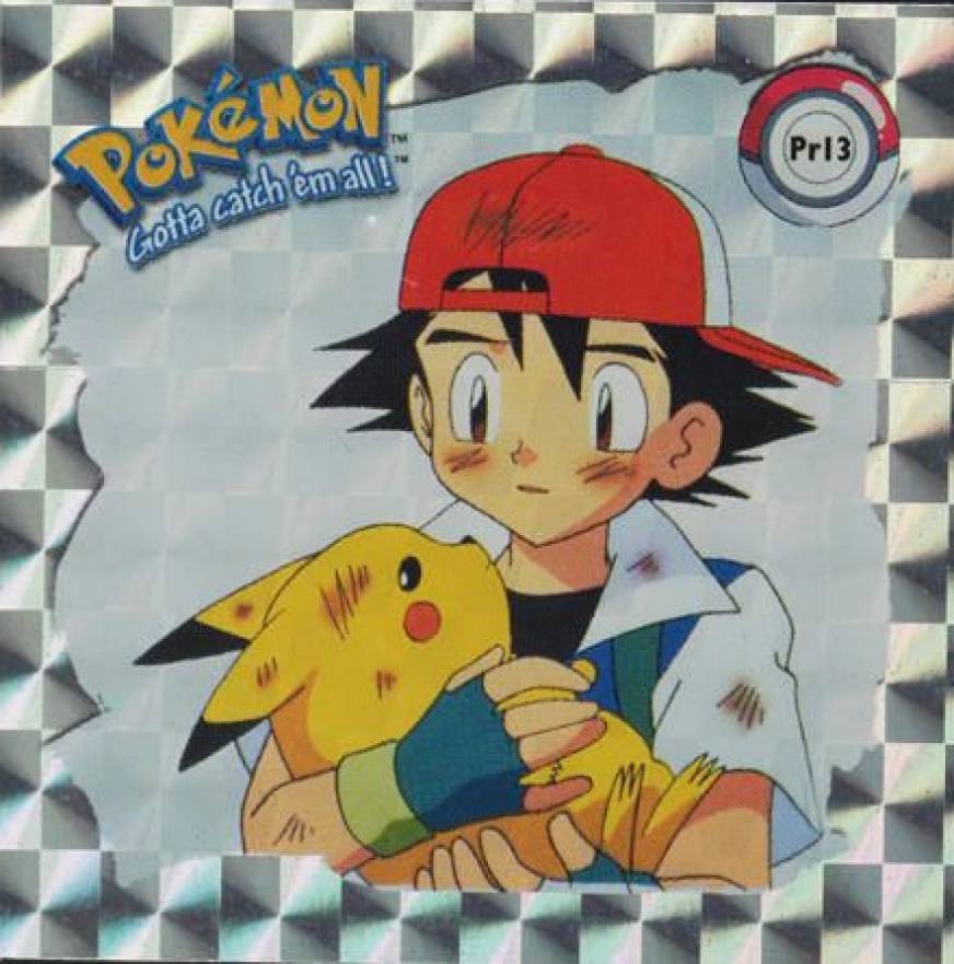 1999 Pokemon Stickers Series 1 Bonus Prism Stickers Pikachu and Ash #PR13 TCG Card