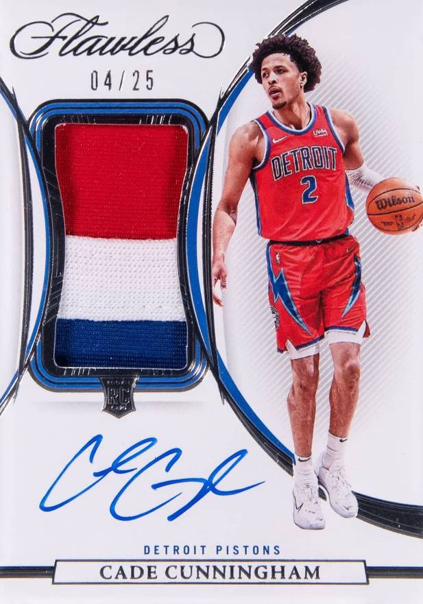 2021 Panini Flawless Vertical Patch Autographs Cade Cunningham #VPACCH Basketball Card