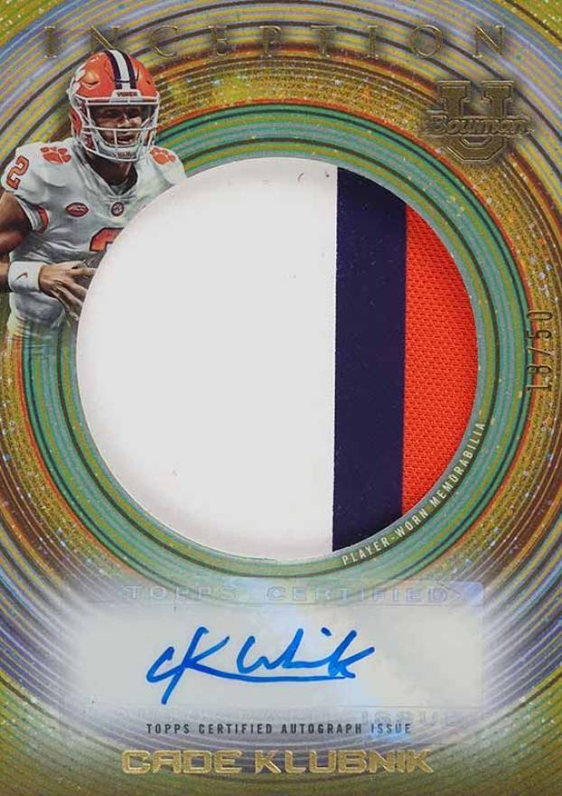 2022 Bowman University Inception Inception Autograph Jumbo Relics Cade Klubnik #CK Football Card