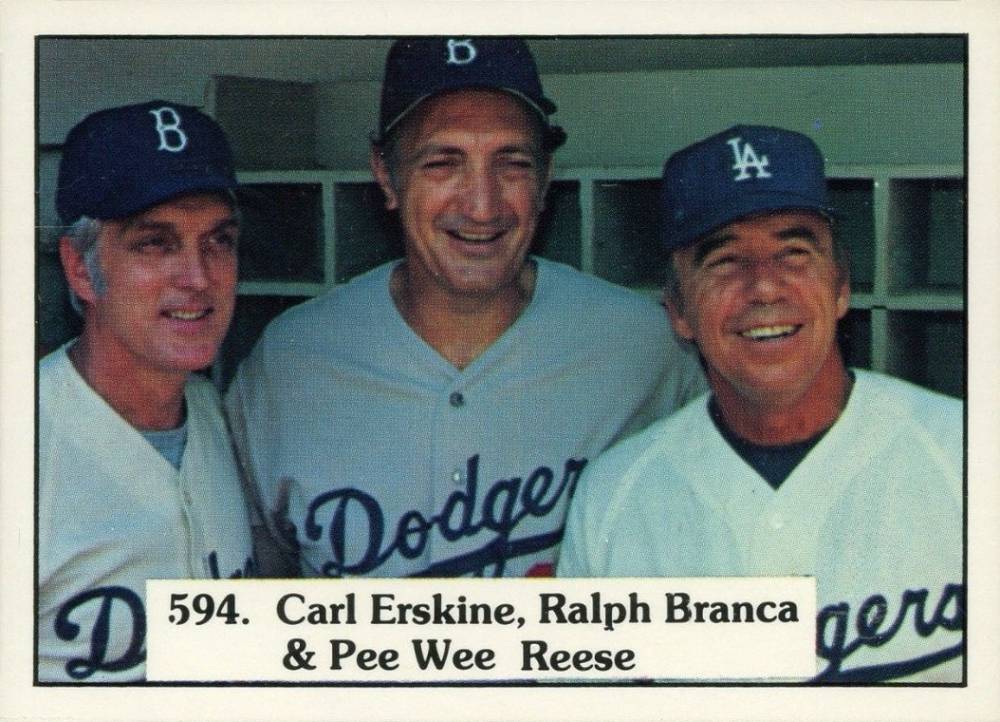 1975 SSPC Carl Erskine, Ralph Branca & Pee Wee Reese #594 Baseball Card