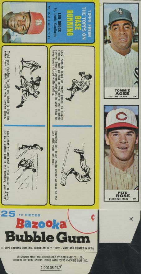 1968 Bazooka Complete Box Don Drysdale/Lou Brock/Pete Rose/Ron Santo/Tommie Agee #15 Baseball Card