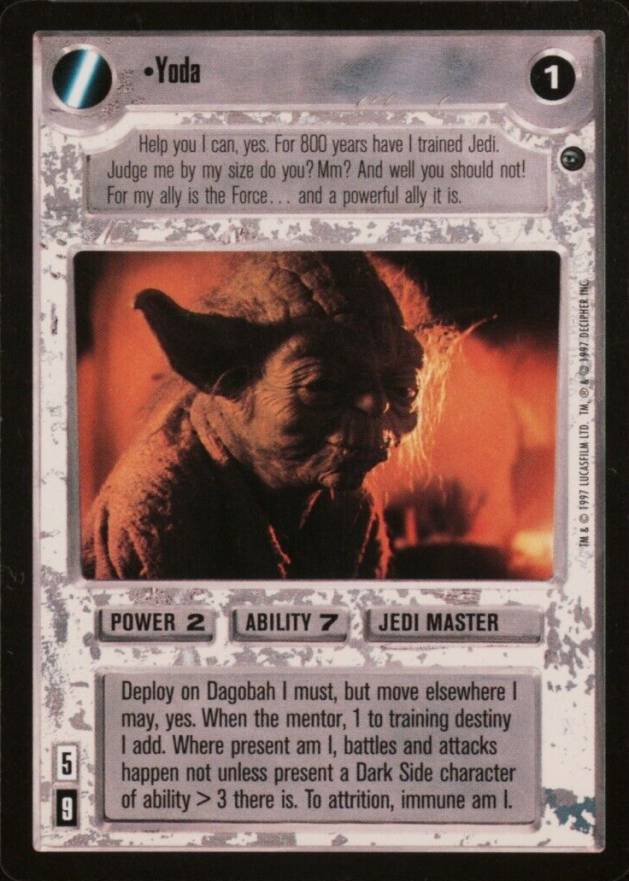 1997 Decipher Star Wars CCG Dagobah Yoda # Non-Sports Card