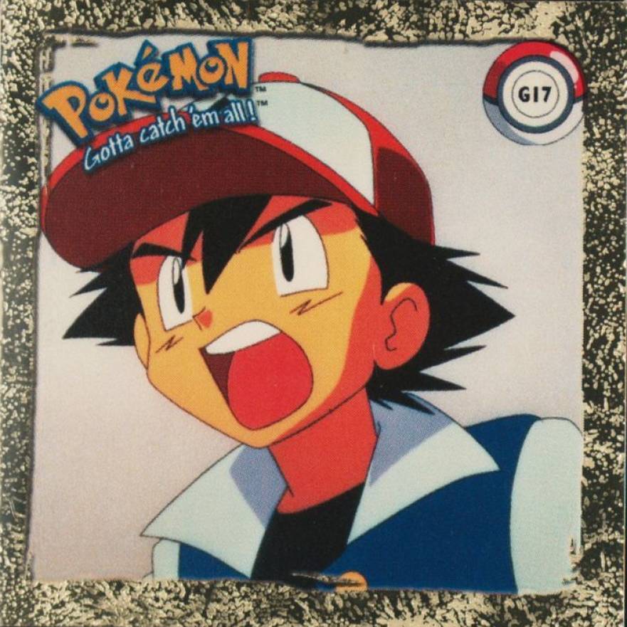 1999 Pokemon Stickers Series 1 Rare Gold Stickers Ash #G17 TCG Card