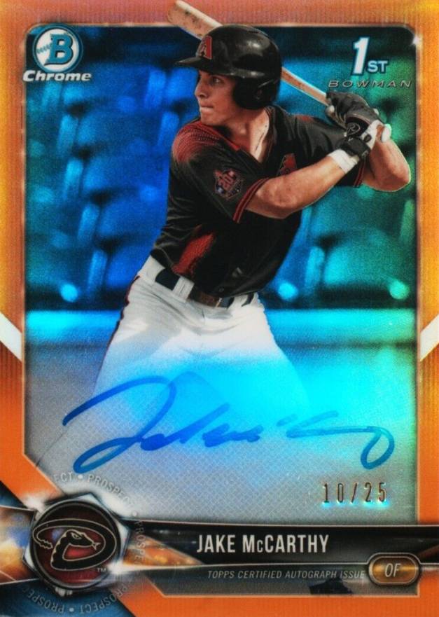 2018 Bowman Draft Chrome Draft Picks Autographs Jake McCarthy #CDAJM Baseball Card