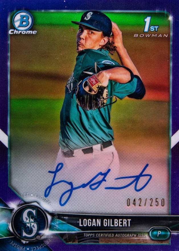 2018 Bowman Draft Chrome Draft Picks Autographs Logan Gilbert #CDALG Baseball Card