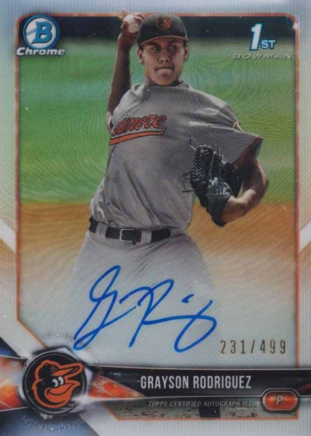 2018 Bowman Draft Chrome Draft Picks Autographs Grayson Rodriguez #CDAGR Baseball Card