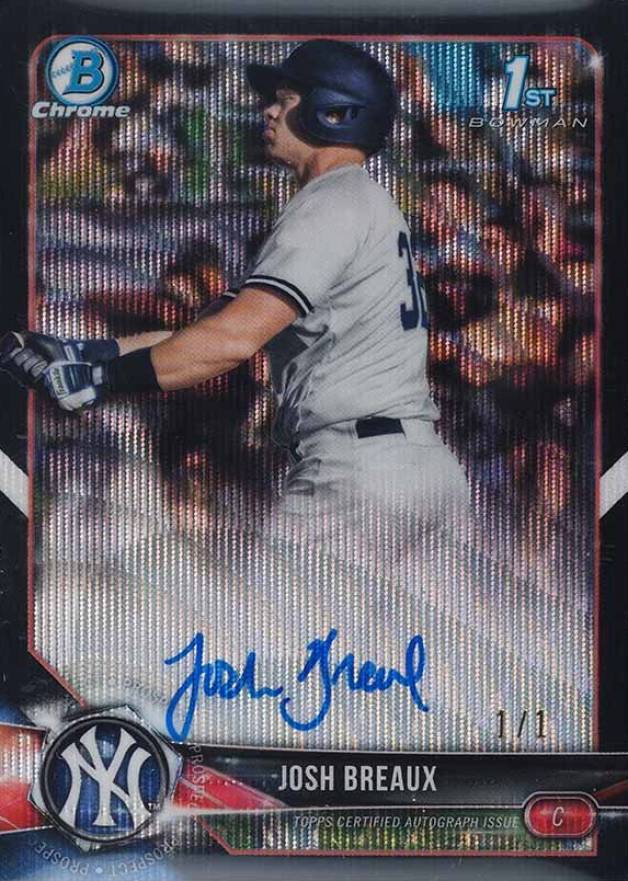 2018 Bowman Draft Chrome Draft Picks Autographs Josh Breaux #CDAJBR Baseball Card