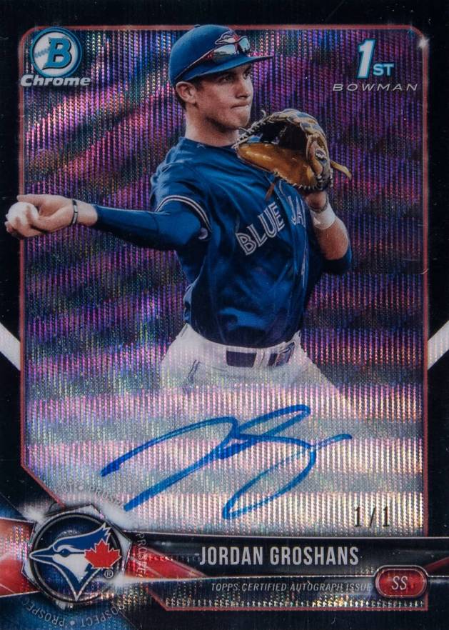 2018 Bowman Draft Chrome Draft Picks Autographs Jordan Groshans #CDAJG Baseball Card